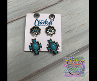 Earring Trio-Faux Turquoise